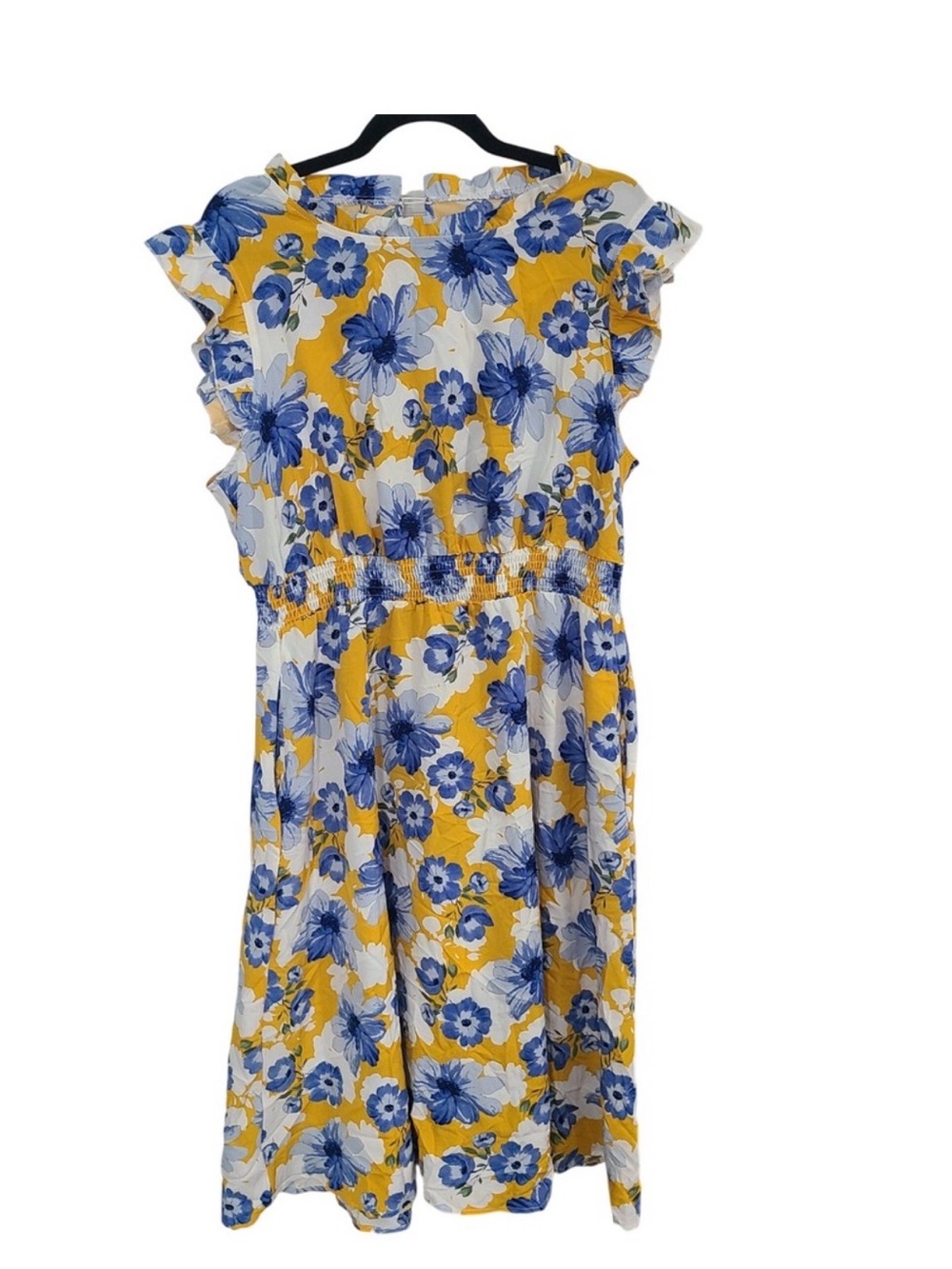 BloomChic Yellow & Blue Floral Midi Dress